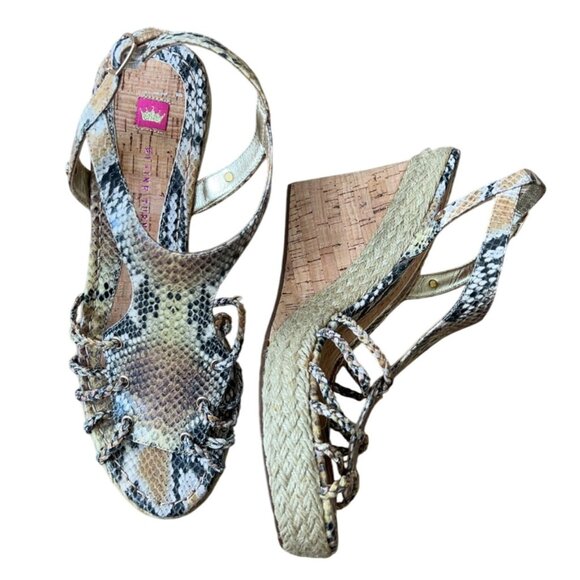 Elaine‎ Turner snake skin wedge sandal strappy never worn outside - Picture 10 of 10